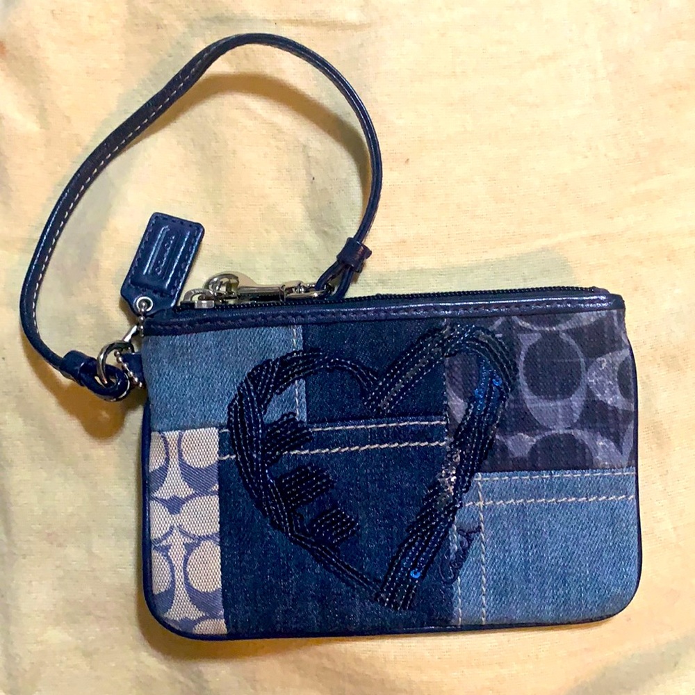 Coach Denim Poppy Wristlet